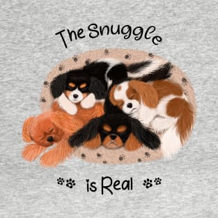 The Snuggle is Real, 4 Cavalier King Charles Spaniels Snuggling T-Shirt